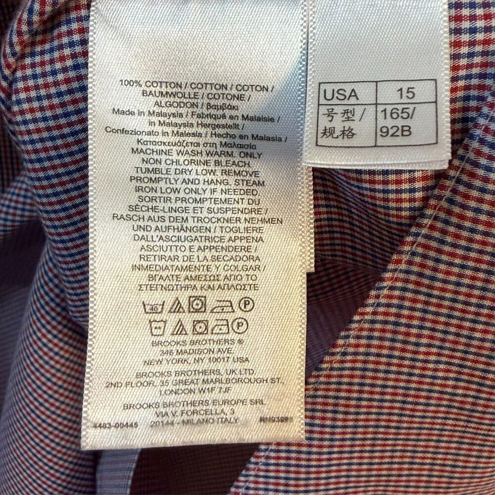 Brooks Brothers Madison Button Up Long Sleeve Supima Non Iron Mens 15-33 Checkrd - Picture 5 of 9